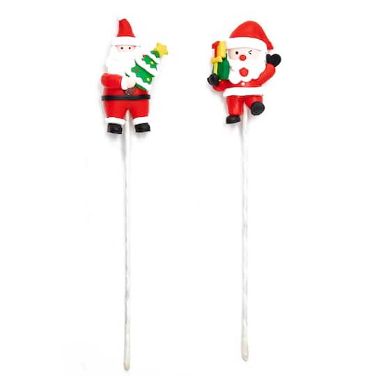 9" Santa with Christmas Tree Picks, 6ct.